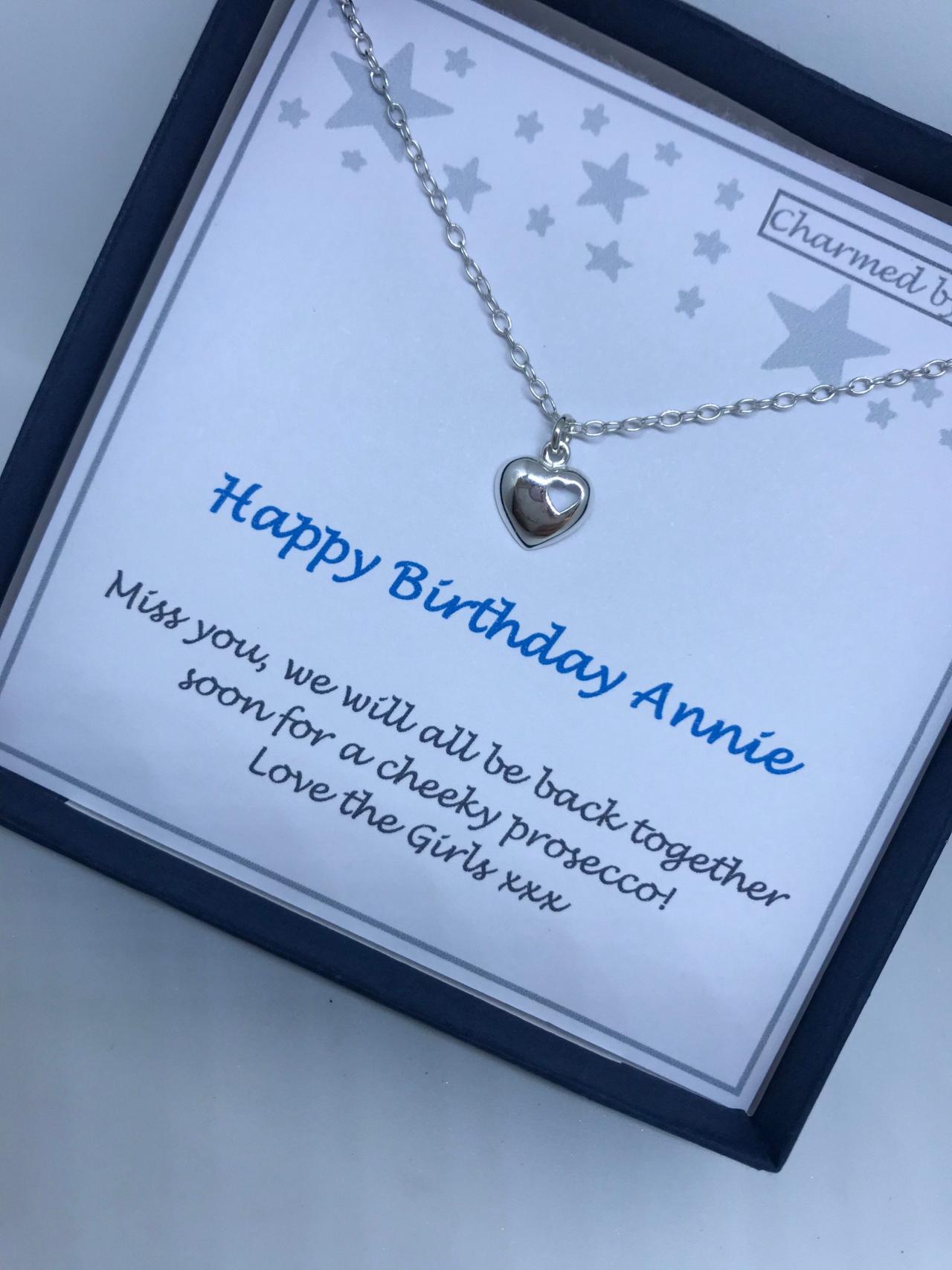 Birthday Sterling Silver Cut Out Two Heart Necklace With Add Your Own Message