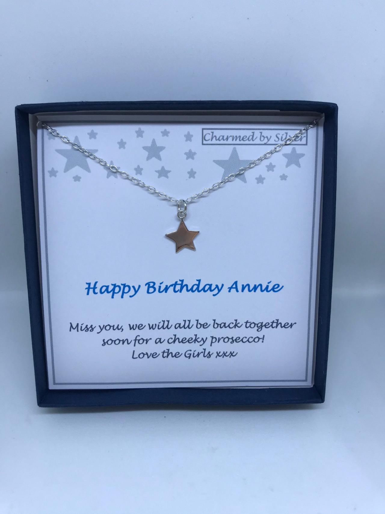 Birthday Sterling Silver Star Necklace With Add Your Own Message