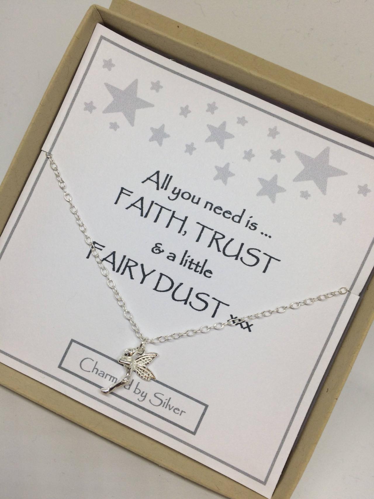 Sterling Silver Fairy Charm Necklace - a perfect gift with a perfect message fairy dust