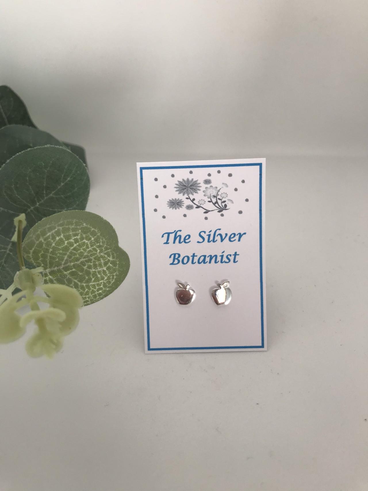 Sterling Silver Apple Stud Earrings