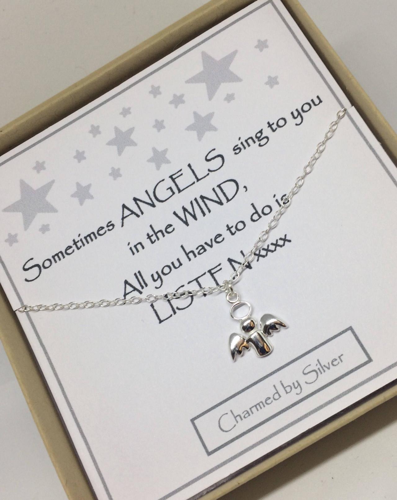 Sterling Silver Angel Charm Necklace - a perfect gift with a perfect message