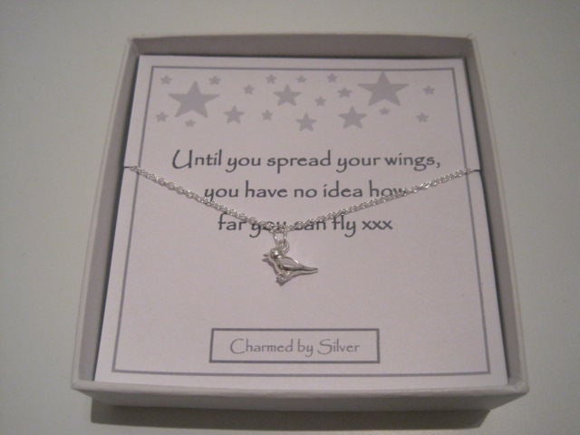 Sterling Silver Sparrow Bird Charm Necklace