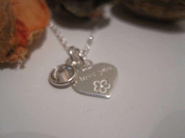 Sterling Silver I Love You Heart & Crystal Necklace (choose Your Colour) - A Perfect Gift For Mother's Day