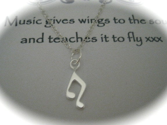Sterling Silver Music Note Charm Necklace With A Message