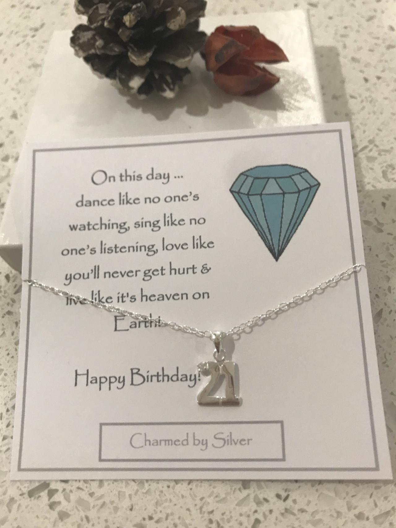 Happy Birthday - Add Your Age (18th, 21st, 30th 40th, 50th) A Sterling Silver Special Birthday Necklace