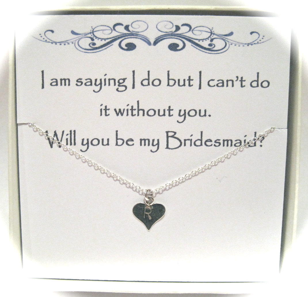 Bridesmaid Sterling Silver Hand Stamped Initial Heart Necklace