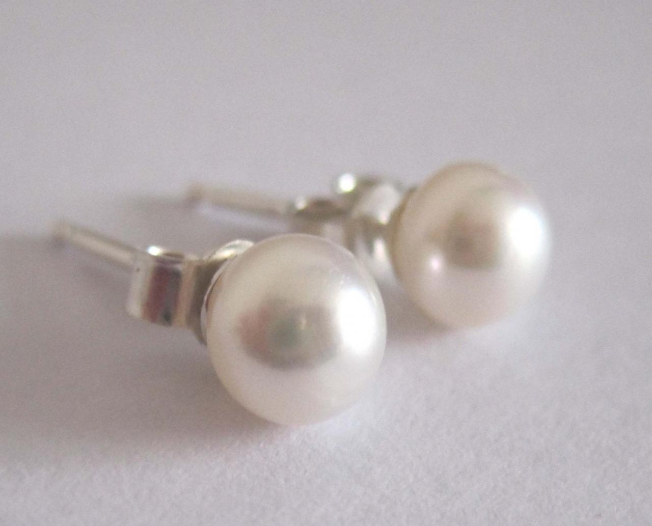 Bridesmaid Sterling Silver Freshwater Pearl Earrings