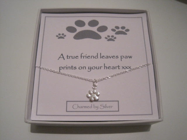 Sterling Silver Dog Paw Print Charm Necklace - A Perfect Gift For A Dog Lover