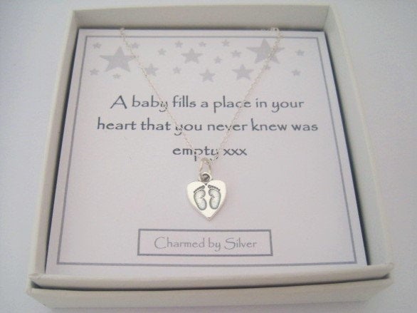 Sterling Silver Baby Footprints Charm Necklace - A Perfect Gift For A Mom