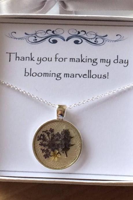A 'choose your own flower' Silver Plated Necklace - simply send a flower to perserve in a necklace