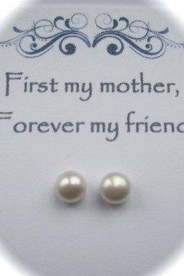 Sterling Silver Freshwater Pearl Earrings for a Mother