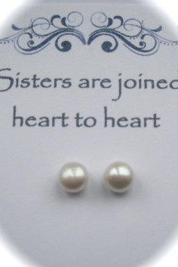 Sterling Silver Freshwater Pearl Earrings for a Sister