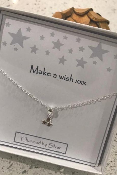 Sterling Silver Star Cluster Necklace with Message