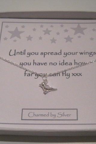 Sterling Silver Sparrow Bird Charm Necklace