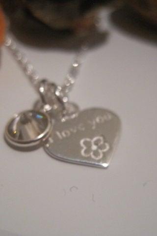 Sterling Silver I Love You Heart &amp;amp;amp; Crystal Necklace (choose Your Colour) - A Perfect Gift For Mother&amp;amp;#039;s Day