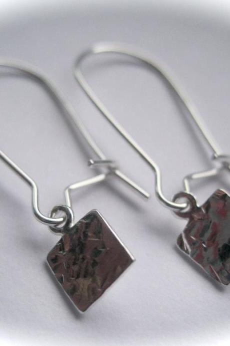 Sterling Silver Hand Stamped Square Earrings