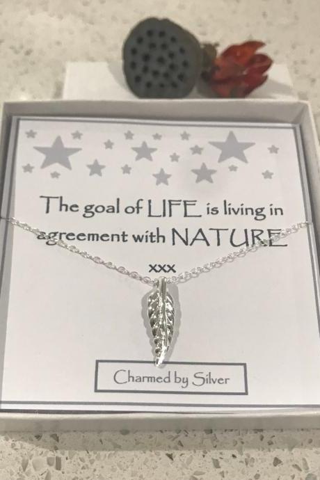 Sterling Silver Leaf Charm Necklace - A Perfect Gift With A Perfect Message