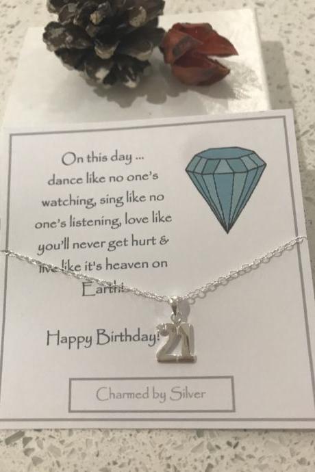 Happy Birthday - add your age (18th, 21st, 30th 40th, 50th) A Sterling Silver special birthday Necklace