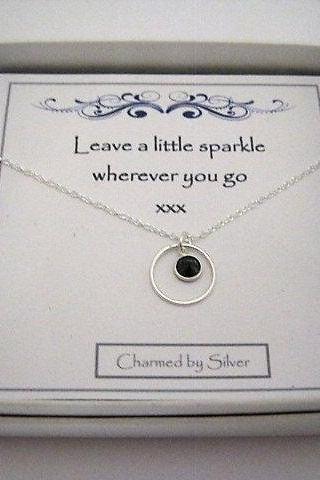 Sterling Silver Ring & Coloured Crystal Charm Necklace