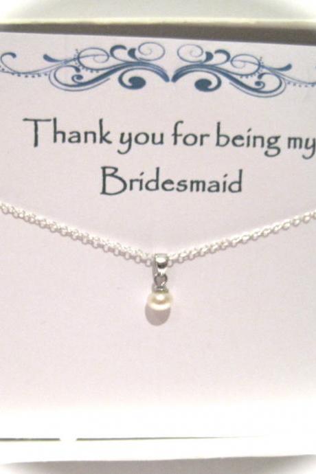 Bridesmaid Sterling Silver Freshwater Pearl Necklace