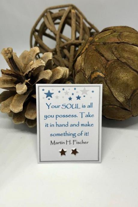 Your soul is all you possess - Sterling Silver star or heart stud Earrings